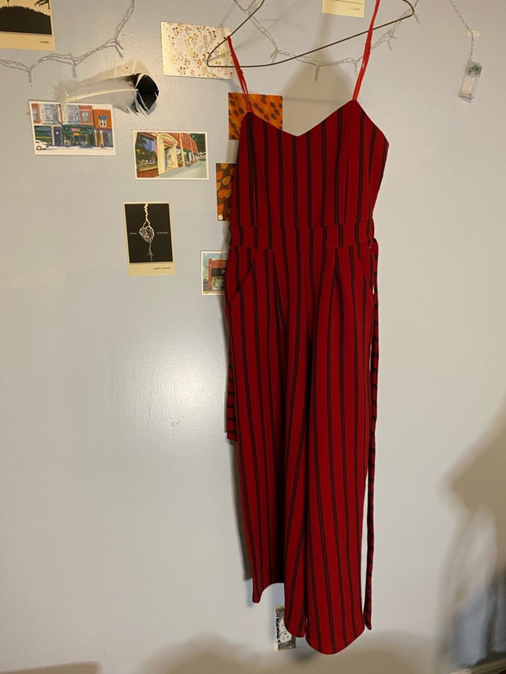 Striped Red Wide-Leg Jumpsuit